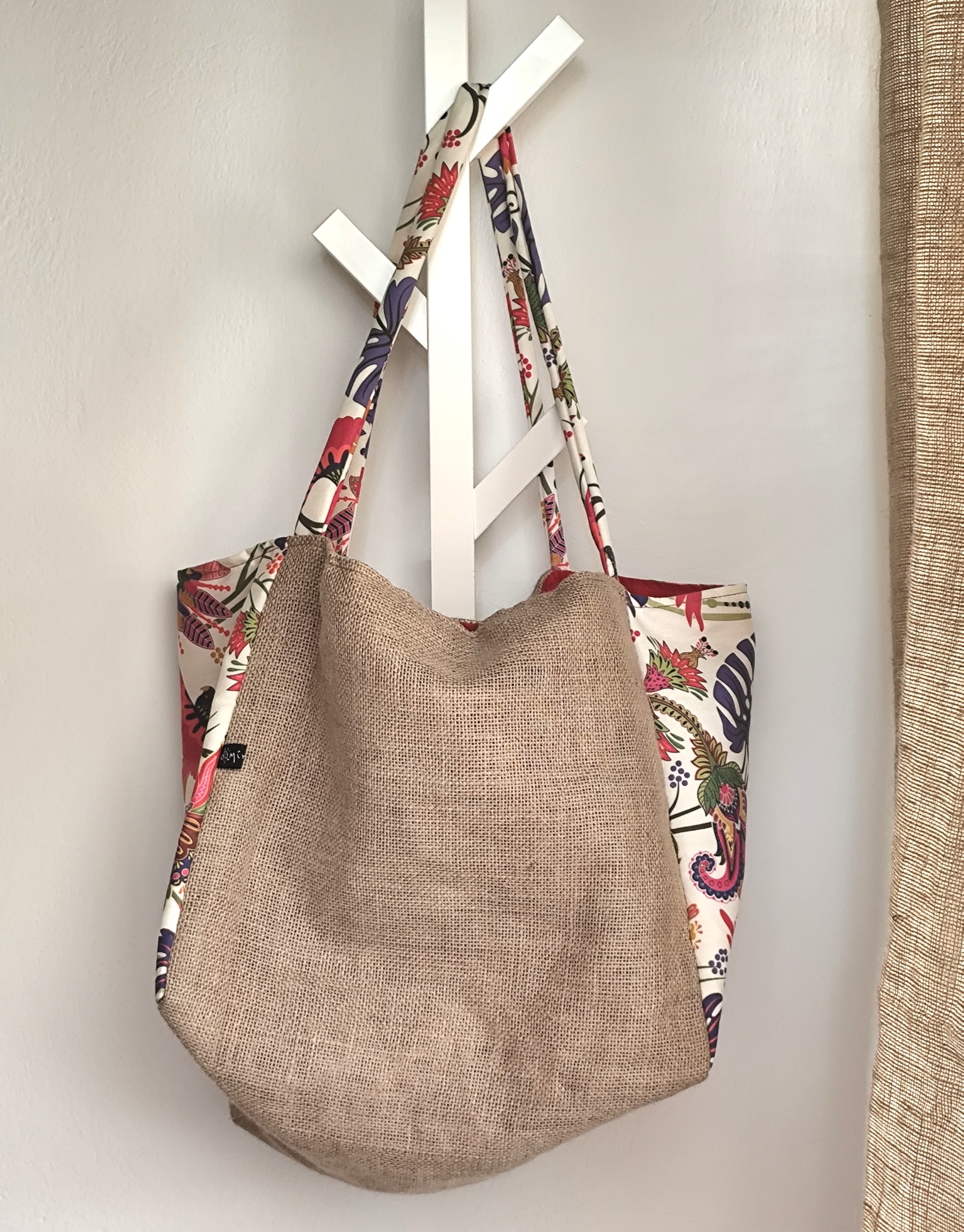 Beach bag pink birds